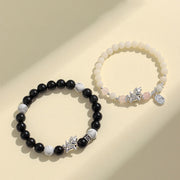 Buddha Stones 999 Sterling Silver Year of the Horse Natural Black Obsidian  Bodhi Seed Strength Bracelet - image 14