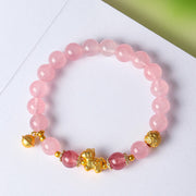 Buddha Stones Year of the Horse 8mm Citrine Pink Crystal Strawberry Quartz Protection Bracelet - image 7