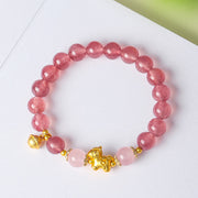 Buddha Stones Year of the Horse 8mm Citrine Pink Crystal Strawberry Quartz Protection Bracelet - image 13