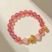 Buddha Stones Year of the Horse 8mm Citrine Pink Crystal Strawberry Quartz Protection Bracelet - Strawberry Quartz(Wrist Circumference:13-15cm) - image 11