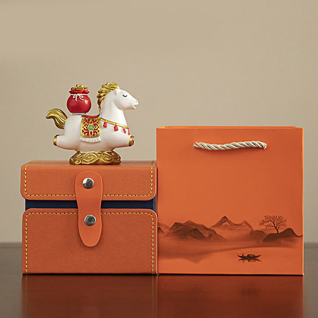 Buddha Stones Chinese Zodiac Horse Charm Fu Character Prosperity Home Decoration - White Horse With Pocket - image 5