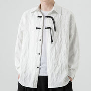 Buddha Stones Frog-Button Leaves Pattern Long Sleeve Men's Tang Suit Jacket - image 18