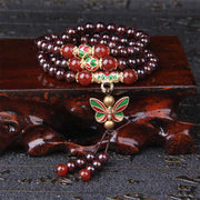 Buddha Stones Natural Garnet Red Agate Colorful Butterfly Purification Calm Multi-layer Bracelet - image 1