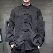 Buddha Stones Plain Frog-Button Design Tang Suit Men's Long Sleeve Jacket - image 12