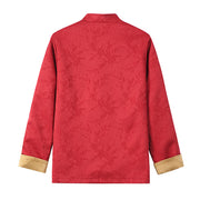 Buddha Stones Jacquard Stand Collar Long Sleeve Men's Cotton Jacket With Pockets - image 2
