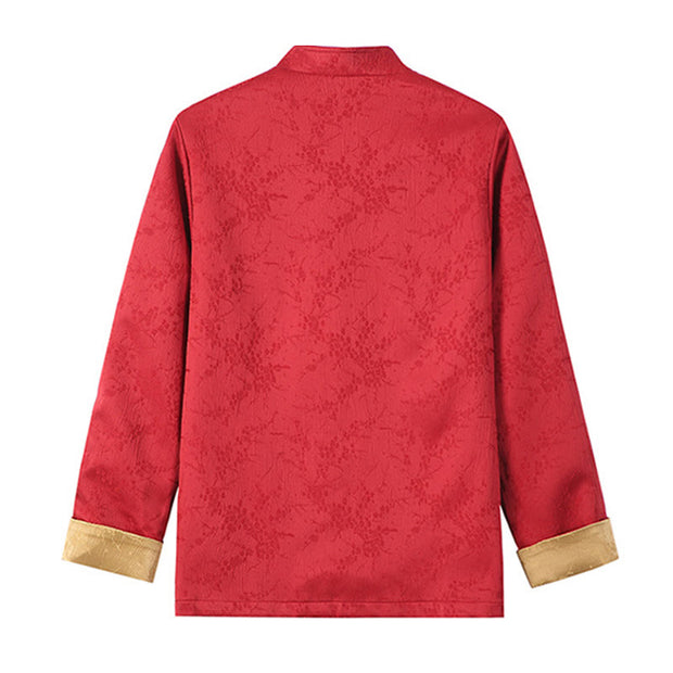 Buddha Stones Jacquard Stand Collar Long Sleeve Men's Cotton Jacket With Pockets - image 2