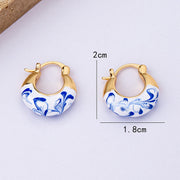 Buddha Stones Copper Plated 18k Gold Enamel Glaze Healing Luck U-shaped Earrings - image 4