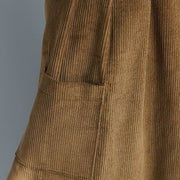 Buddha Stones Women's Plain Side Zipper Design Wide Leg Corduroy 7-8 Length Pants With Pockets - image 9
