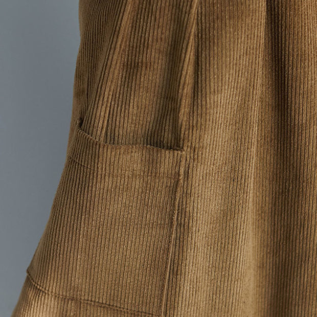 Buddha Stones Women's Plain Side Zipper Design Wide Leg Corduroy 7-8 Length Pants With Pockets - image 9