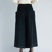 Buddha Stones Women's Plain Side Zipper Design Wide Leg Corduroy 7-8 Length Pants With Pockets - image 14