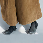 Buddha Stones Women's Plain Side Zipper Design Wide Leg Corduroy 7-8 Length Pants With Pockets - image 11
