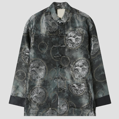 Buddha Stones Kirin Mountains Frog-Button Long Sleeve Men's Jacket With Pockets - Gray - US/UK/AU44，EU54 (4XL) - image 0