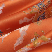 Buddha Stones Orange Kirin Auspicious Clouds Frog-Button Long Sleeve Men's Jacket With Pockets - image 12