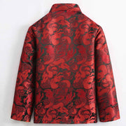 Buddha Stones Winter Dragon Jacquard Warm Frog-Button Long Sleeve Men's Jacket With Pockets - image 15