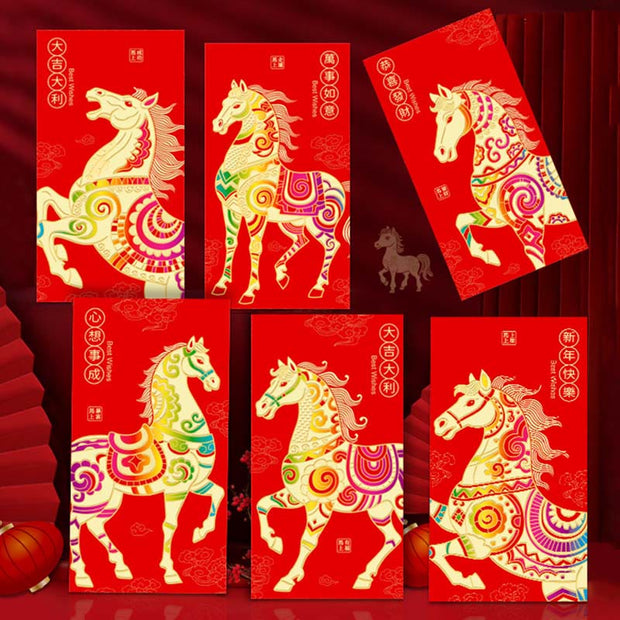 Buddha Stones 6Pcs Chinese Red Envelope Year of the Horse Lucky Money Envelopes 2026 New Year - image 2
