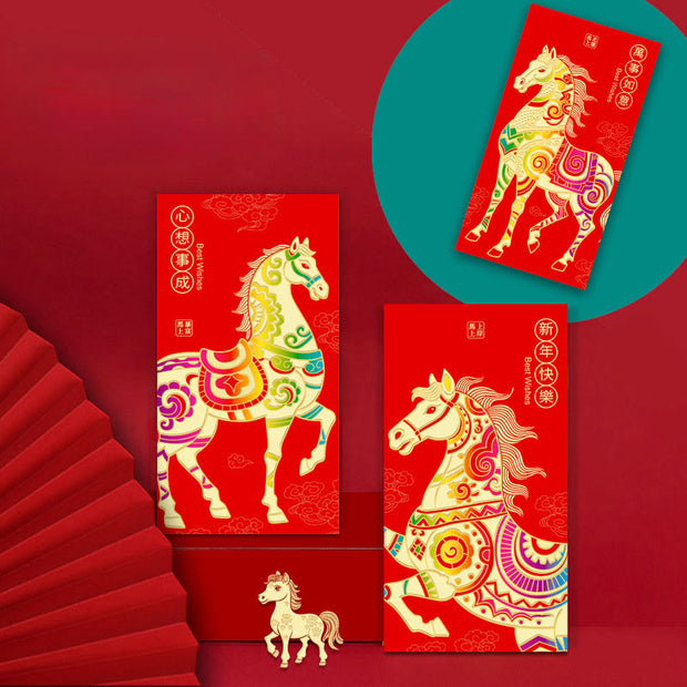 Buddha Stones 6Pcs Chinese Red Envelope Year of the Horse Lucky Money Envelopes 2026 New Year - image 3
