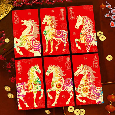 Buddha Stones 6Pcs Chinese Red Envelope Year of the Horse Lucky Money Envelopes 2026 New Year - Good Luck Year of the Horse - 6Pcs Chinese Red Envelope(16.9*9cm) - image 0