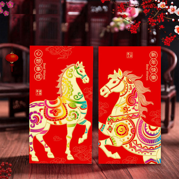 Buddha Stones 6Pcs Chinese Red Envelope Year of the Horse Lucky Money Envelopes 2026 New Year - image 6