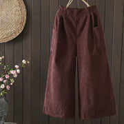 Buddha Stones Fleece-Lined High Waist Women's Wide Leg Corduroy Cotton Pants With Pockets - SaddleBrown - US8-10，UK/AU12-14，EU40-42 (2XL) - image 0