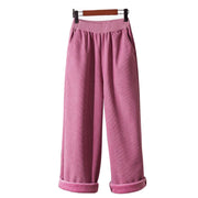 Buddha Stones Winter Women's Wide Leg Corduroy Cotton Thermal Fleece-Lined Pants With Pockets - image 8