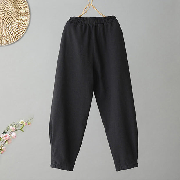 Buddha Stones Winter Women's Cotton Thermal Fleece-Lined Ankle-Length Pants With Pockets - image 7