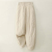 Buddha Stones Winter Solid Color Thermal Thickened Women's Cotton Pants With Pockets - Beige - US8-10，UK/AU12-14，EU40-42 (2XL) - image 0