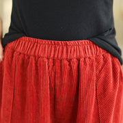 Buddha Stones Plain Elastic Waistband Design Women's Corduroy 7-8 Length Harem Pants With Pockets - image 18