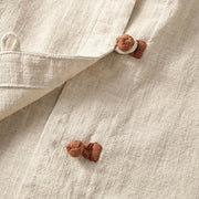 Buddha Stones Color Contrast Design Chinese Frog-Button Long Sleeve Women's Linen Shirt - image 12