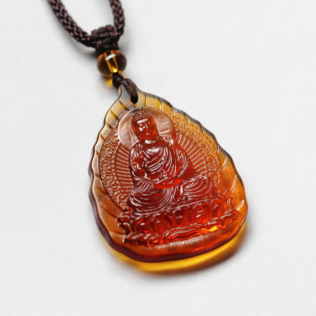 FREE Today: Protection Luck Liuli Crystal Chinese Zodiac Natal Buddha Leaf Shape Necklace Pendant - Dog/Pig-Amitabha Buddha - image 11