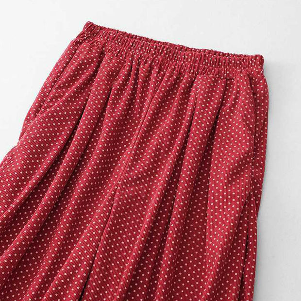 Buddha Stones Fall Dots Pattern High Waist Design Women's Wide Leg Pants With Pockets - image 5