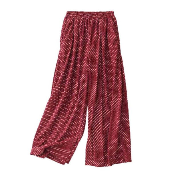Buddha Stones Fall Dots Pattern High Waist Design Women's Wide Leg Pants With Pockets - image 13