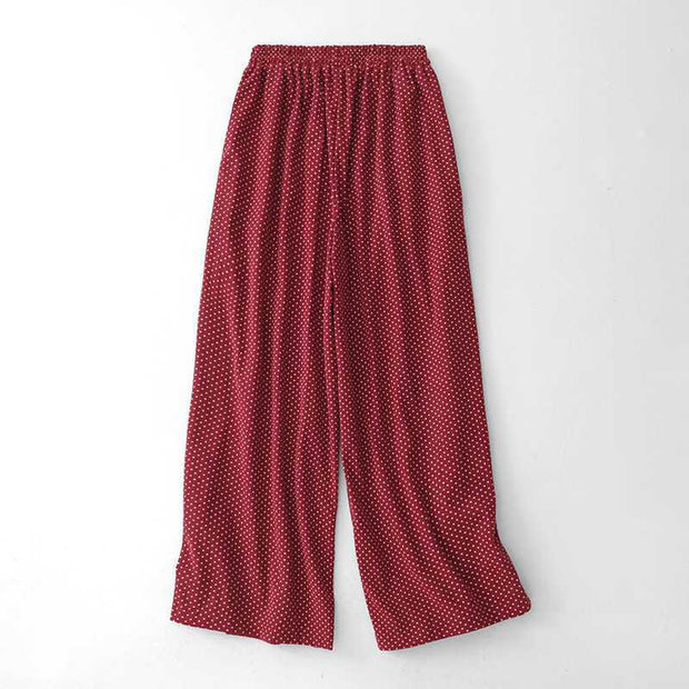 Buddha Stones Fall Dots Pattern High Waist Design Women's Wide Leg Pants With Pockets - image 1