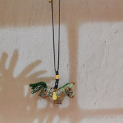 Buddha Stones Year of the Horse Shu Brocade Silk Curly Grass Pomegranate Pattern Hanging Decoration - image 1