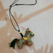 Buddha Stones Year of the Horse Shu Brocade Silk Curly Grass Pomegranate Pattern Hanging Decoration - Curly Grass Pomegranate - image 0