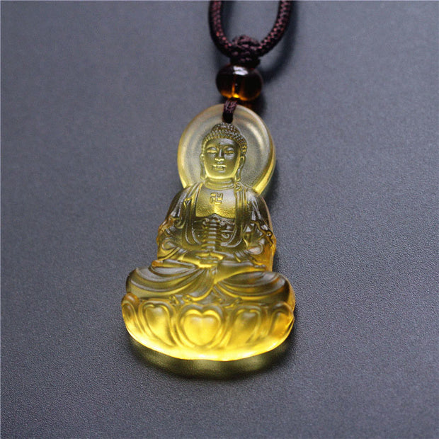 FREE Today: Compassion and Serenity Liuli Crystal Medicine Buddha Necklace Pendant - Medicine Buddha-Yellow - image 3