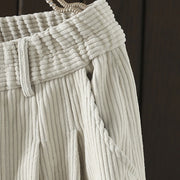 Buddha Stones Women's Winter Plain Corduroy Cotton High Waist Fleece-Lined Harem Pants With Pockets - image 4