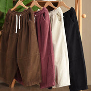 Buddha Stones Women's Drawstring Design Cotton Corduroy Thermal Fleece-Lined Pants With Pockets - image 10
