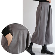Buddha Stones Plain Elastic Waistband Design Women's 7-8 Length Wide Leg Pants With Pockets - image 8