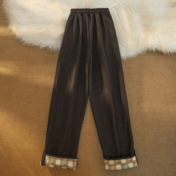 Buddha Stones Women's Patchwork Cotton Corduroy Fleece-Lined Wide Leg Pants With Pockets - image 16