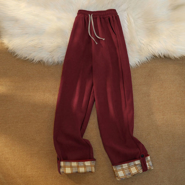 Buddha Stones Women's Patchwork Cotton Corduroy Fleece-Lined Wide Leg Pants With Pockets - image 26