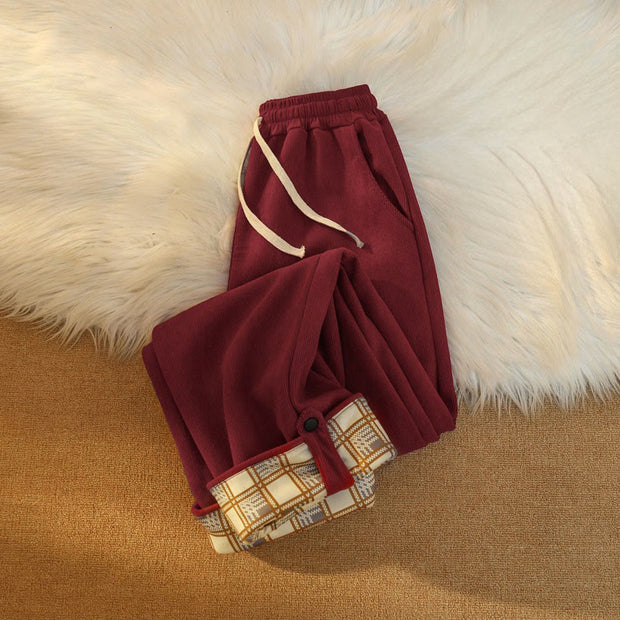 Buddha Stones Women's Patchwork Cotton Corduroy Fleece-Lined Wide Leg Pants With Pockets - image 29