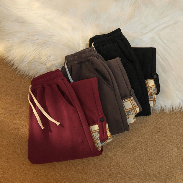 Buddha Stones Women's Patchwork Cotton Corduroy Fleece-Lined Wide Leg Pants With Pockets - image 40