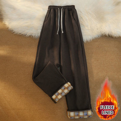 Buddha Stones Women's Patchwork Cotton Corduroy Fleece-Lined Wide Leg Pants With Pockets - SaddleBrown(Fleece Lined) - US18，UK/AU22，EU50 (6XL) - image 0