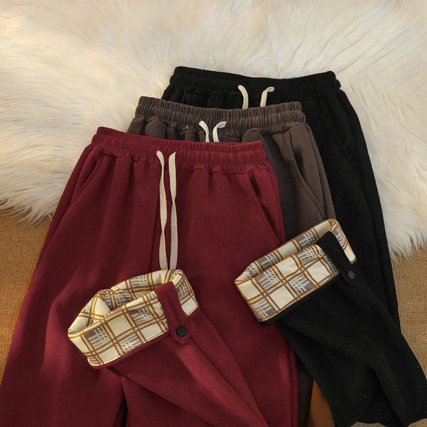 Buddha Stones Women's Patchwork Cotton Corduroy Fleece-Lined Wide Leg Pants With Pockets - image 42
