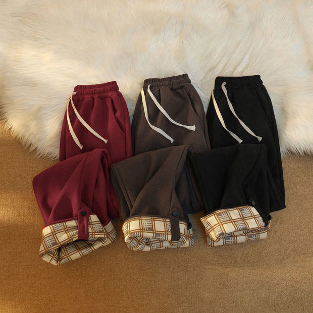 Buddha Stones Women's Patchwork Cotton Corduroy Fleece-Lined Wide Leg Pants With Pockets - image 41