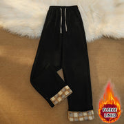 Buddha Stones Women's Patchwork Cotton Corduroy Fleece-Lined Wide Leg Pants With Pockets - Black(Fleece Lined) - US18，UK/AU22，EU50 (6XL) - image 10