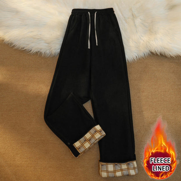 Buddha Stones Women's Patchwork Cotton Corduroy Fleece-Lined Wide Leg Pants With Pockets - Black(Fleece Lined) - US18，UK/AU22，EU50 (6XL) - image 37