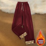 Buddha Stones Women's Patchwork Cotton Corduroy Fleece-Lined Wide Leg Pants With Pockets - DarkRed(Fleece Lined) - US18，UK/AU22，EU50 (6XL) - image 38