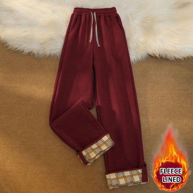 Buddha Stones Women's Patchwork Cotton Corduroy Fleece-Lined Wide Leg Pants With Pockets - DarkRed(Fleece Lined) - US18，UK/AU22，EU50 (6XL) - image 38