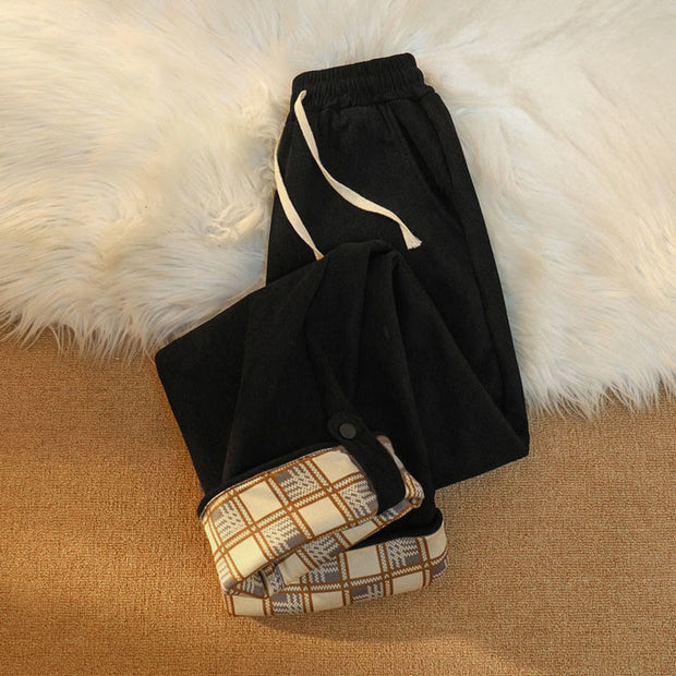 Buddha Stones Women's Patchwork Cotton Corduroy Fleece-Lined Wide Leg Pants With Pockets - image 5